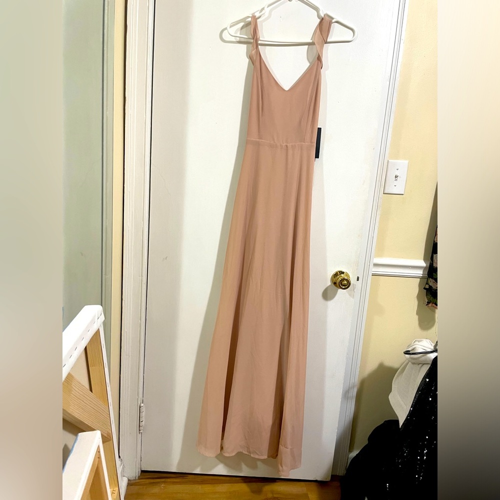 LULU’S Chiffon Pale Blush Maxi